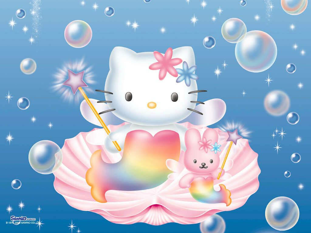 Hello Kitty Mermaid Wallpaper: Pastel Underwater Fantasy Design