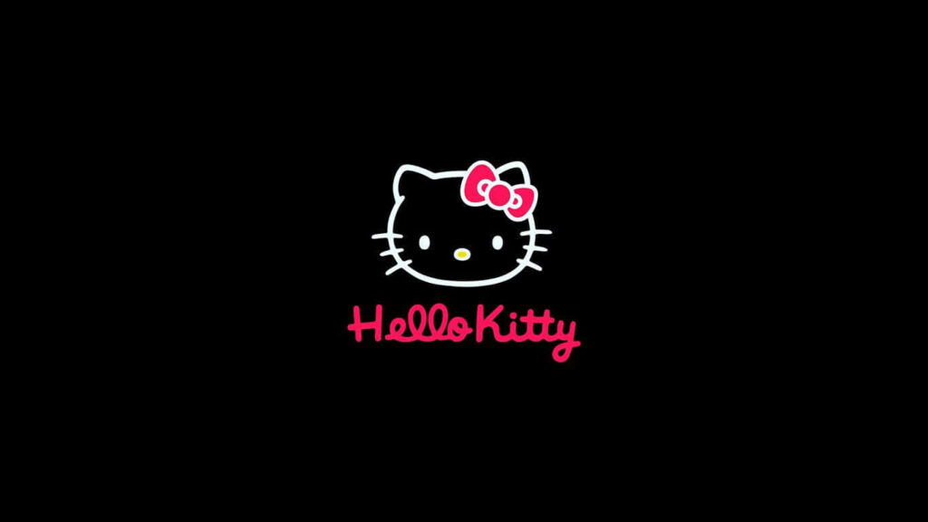 Minimalist Hello Kitty Wallpaper: Sleek Black & Pink Accent Design