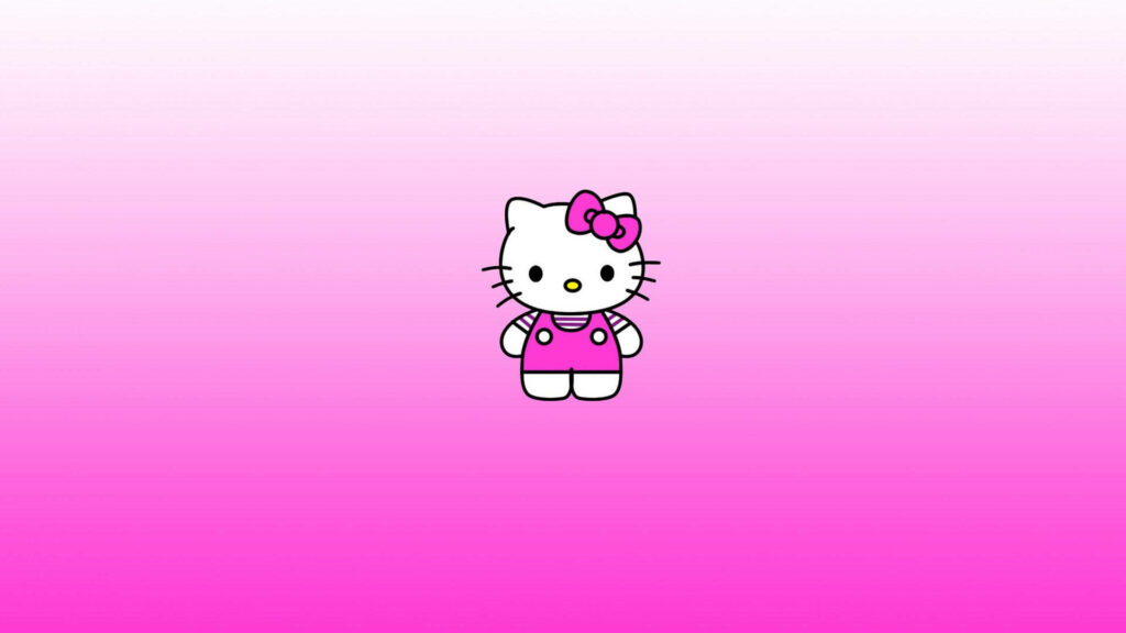Hello Kitty Wallpaper: Cute Minimalist Design on Pink Gradient
