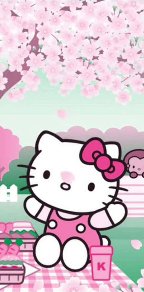 Hello Kitty Picnic Wallpaper: Springtime Cherry Blossom Background