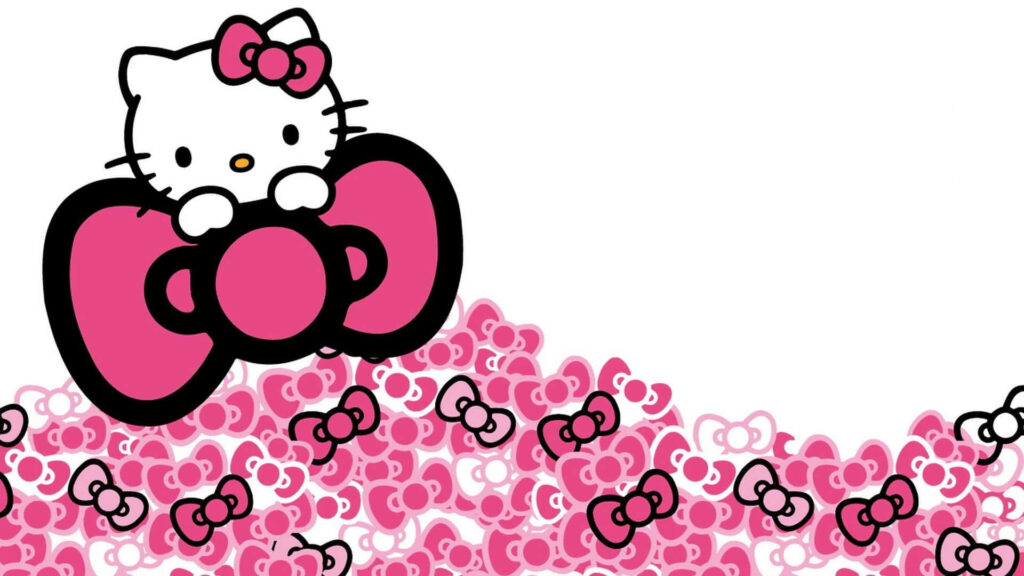 Hello Kitty on Pink Bow Wallpaper - Cute & Classic Design
