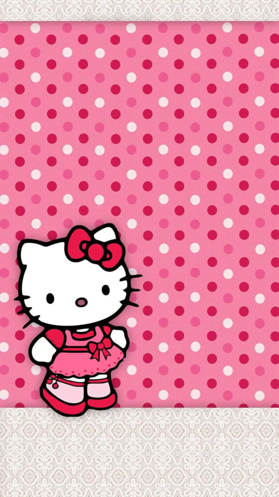 Hello Kitty Pink Polka Dot Wallpaper for Cute Decor Lovers