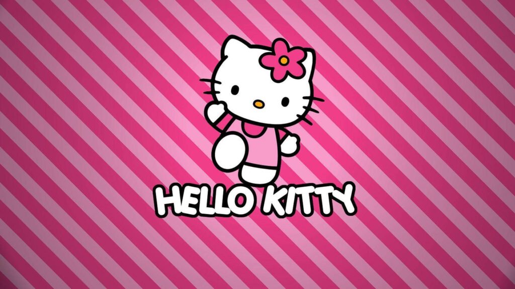 Hello Kitty Wallpaper: Cute Pink Striped Background for Your Screen