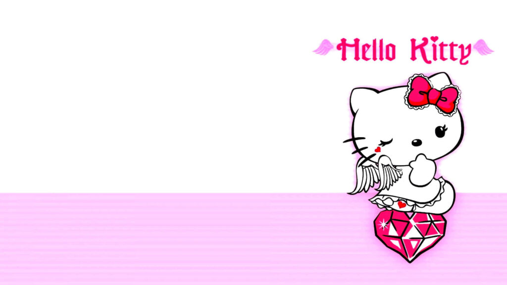 Hello Kitty Wallpaper: Cute Pink Bow & Diamond Gem Background