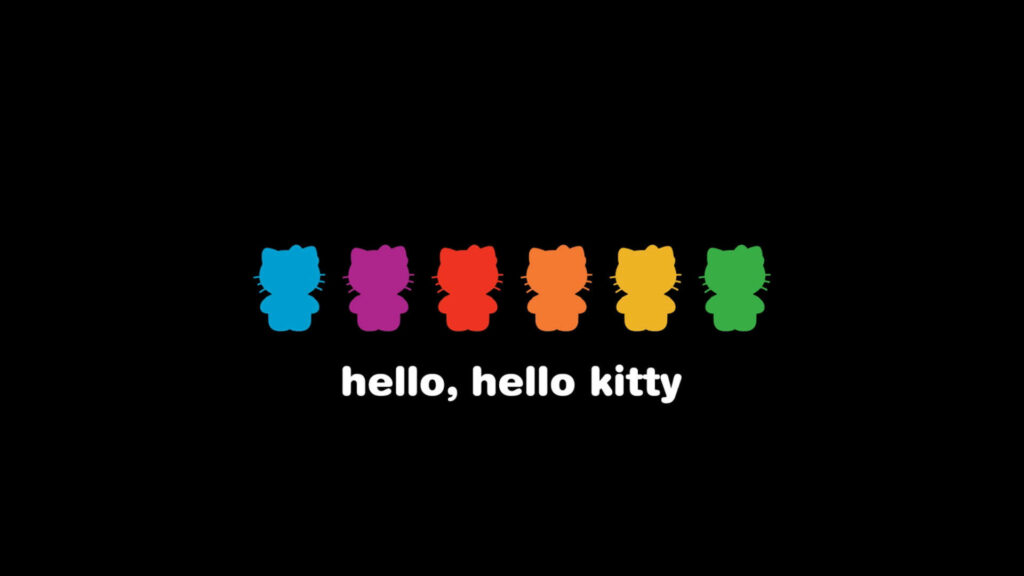 Colorful Hello Kitty Silhouettes Wallpaper on Black Background