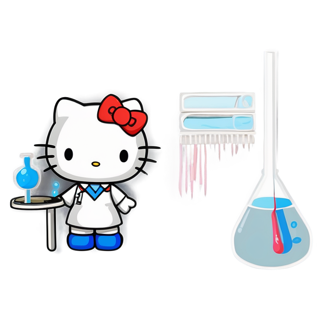 Hello Kitty Scientist Wallpaper: Cute Lab Design with Colorful Beakers