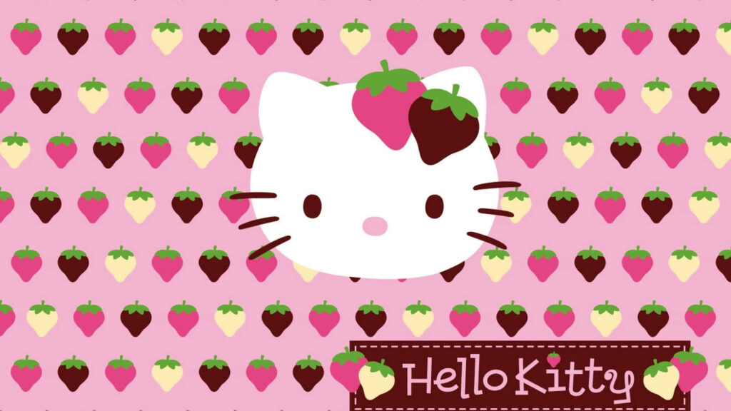 Hello Kitty Strawberry Wallpaper: Cute Pink Background Design