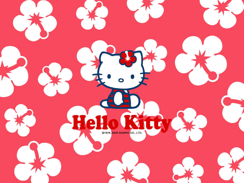 Hello Kitty Stripes & Flowers Wallpaper - Cute Red Floral Background