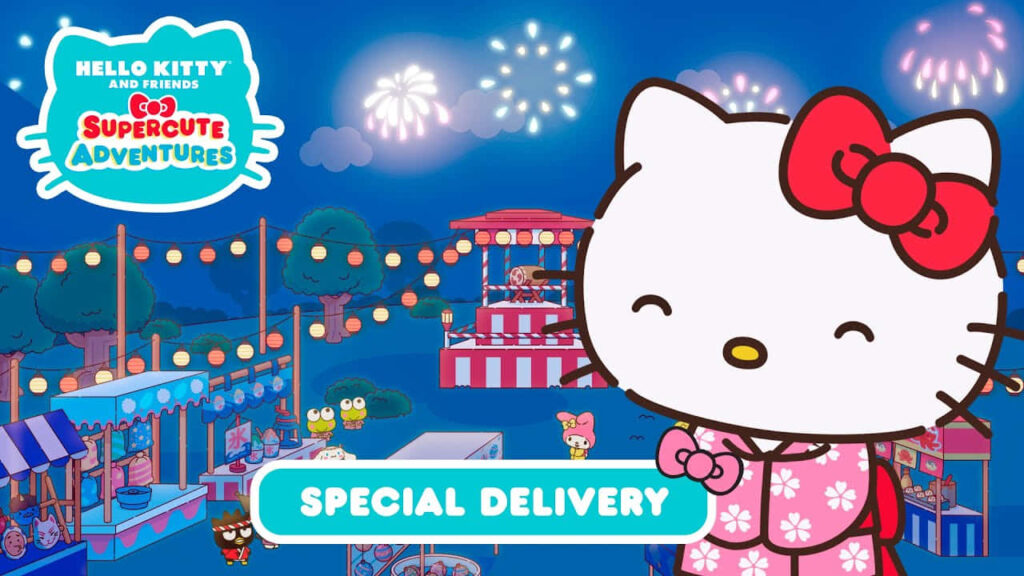 Hello Kitty Summer Festival Wallpaper: Colorful Night Sky Adventure