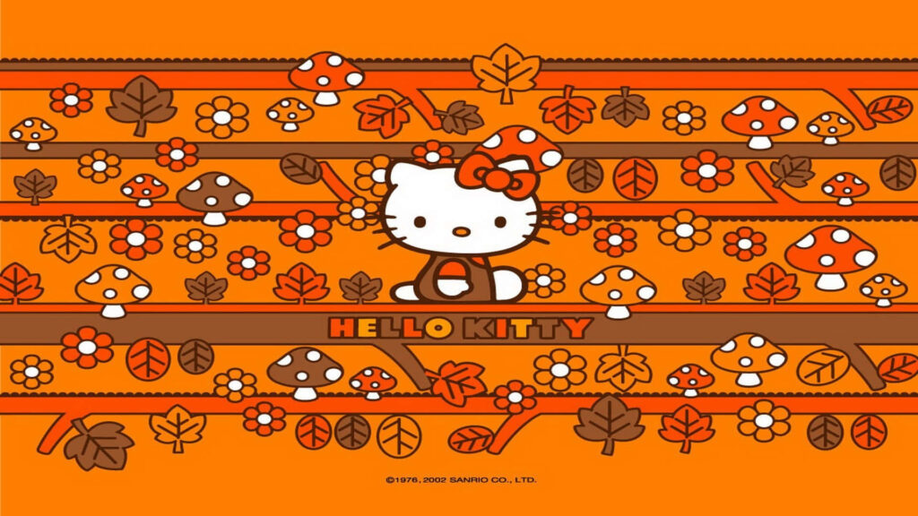 Thanksgiving Hello Kitty Wallpaper with Autumn Leaves & Flowers