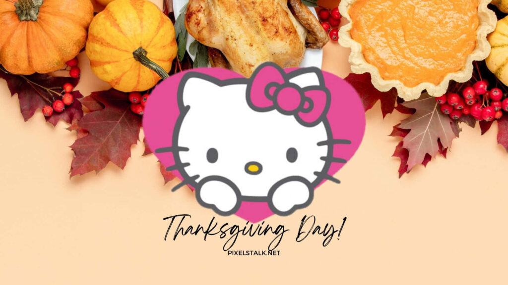 Hello Kitty Thanksgiving Wallpaper: Heart Design with Autumn Decor