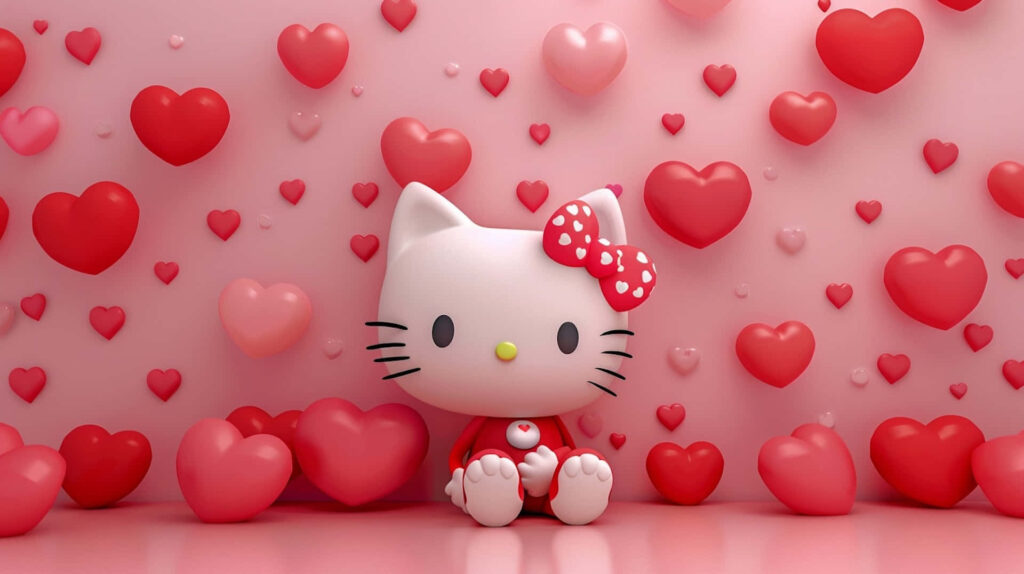 Charming Hello Kitty Wallpaper: Valentine's Day Hearts & Pastel Vibes