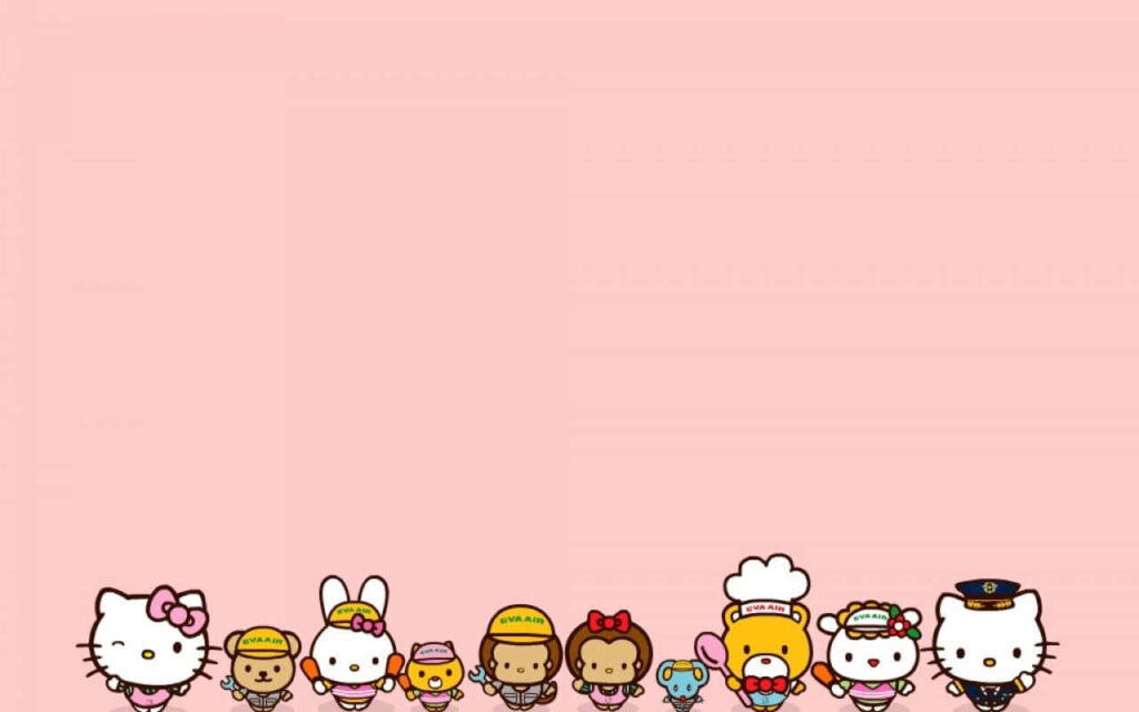 Charming Hello Kitty and Friends Wallpaper on Soft Pink Background