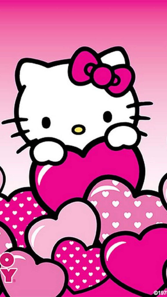 Hello Kitty Pink Hearts Wallpaper - Cute & Loving Background
