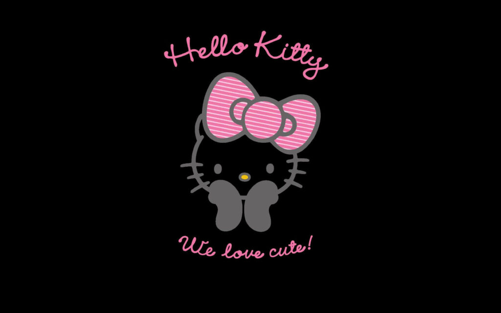 Hello Kitty Wallpaper: Cute Black Background with Pink Accents