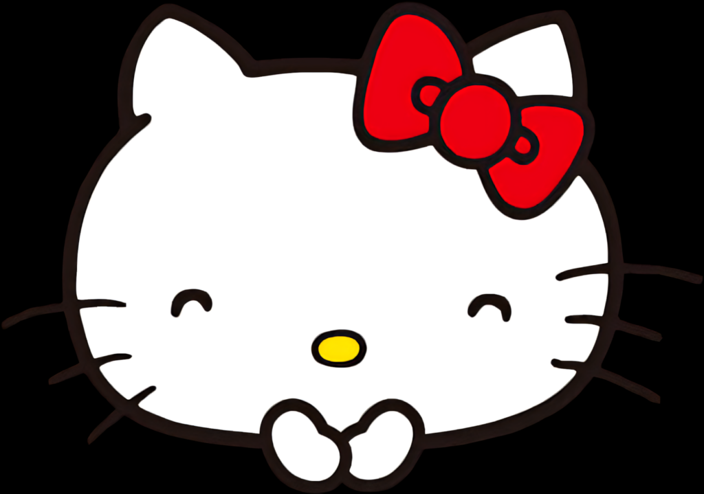 Hello Kitty Face Wallpaper with Red Bow on Transparent Background