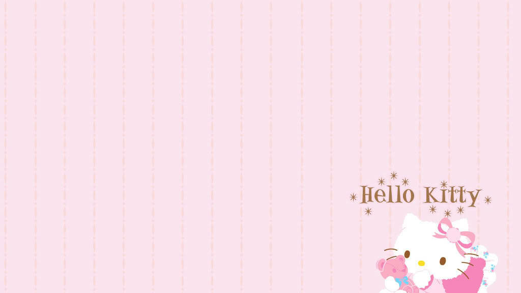 Charming Hello Kitty Wallpaper: Cute Pink Design with Teddy Bear