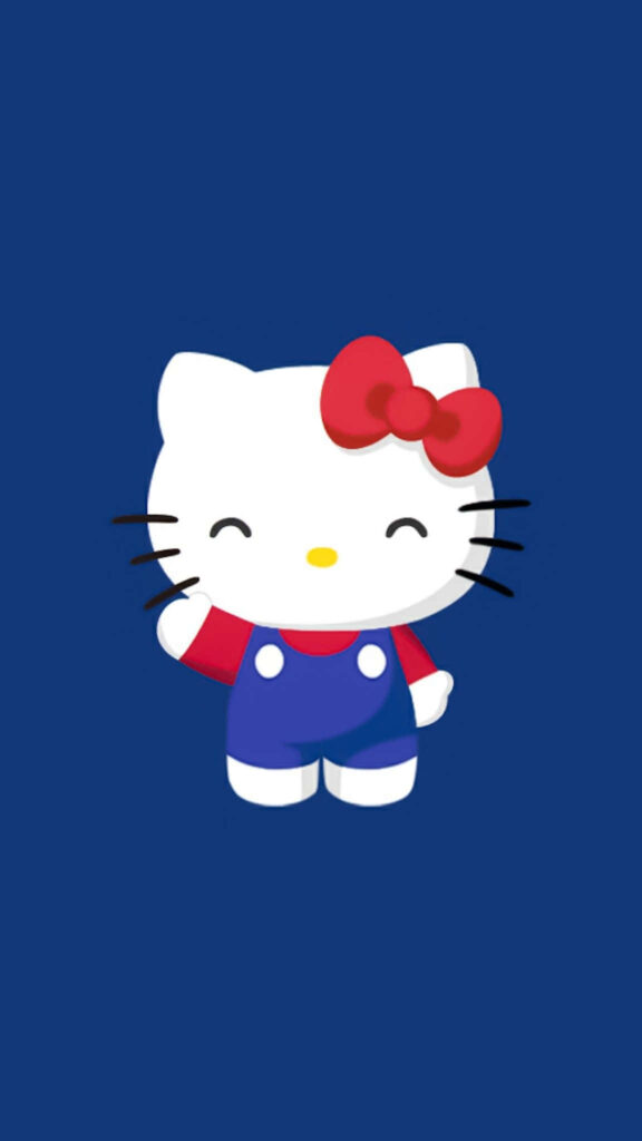 Hello Kitty Wallpaper: Cute Design on Vibrant Blue Background