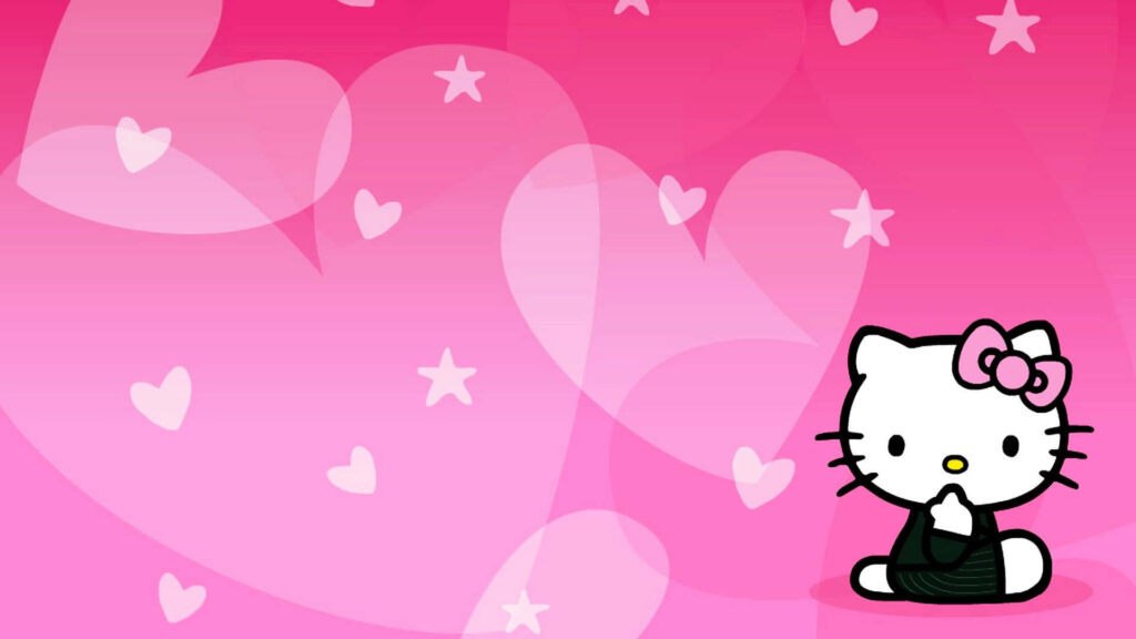 Hello Kitty Pink Wallpaper with Hearts & Stars - Cute Background