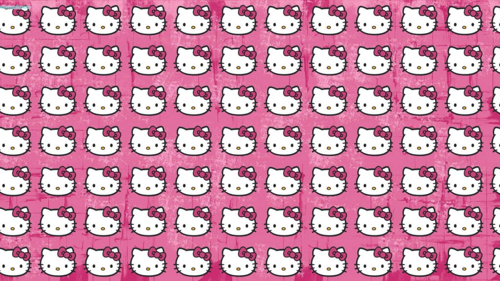 Cheerful Hello Kitty Wallpaper: Pink Pattern with Iconic Red Bows
