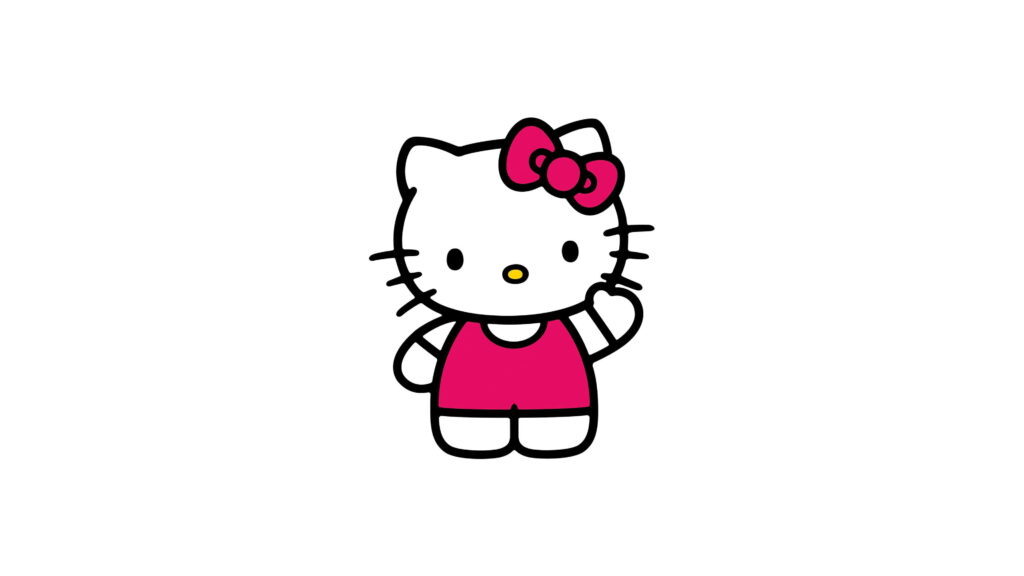 Adorable Hello Kitty Wallpaper: Classic Pink Design on White Background