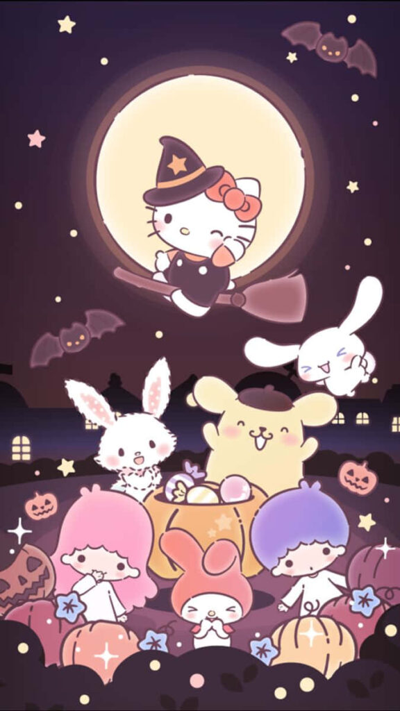 Hello Kitty Witch Wallpaper: Halloween Fun with Sanrio Characters