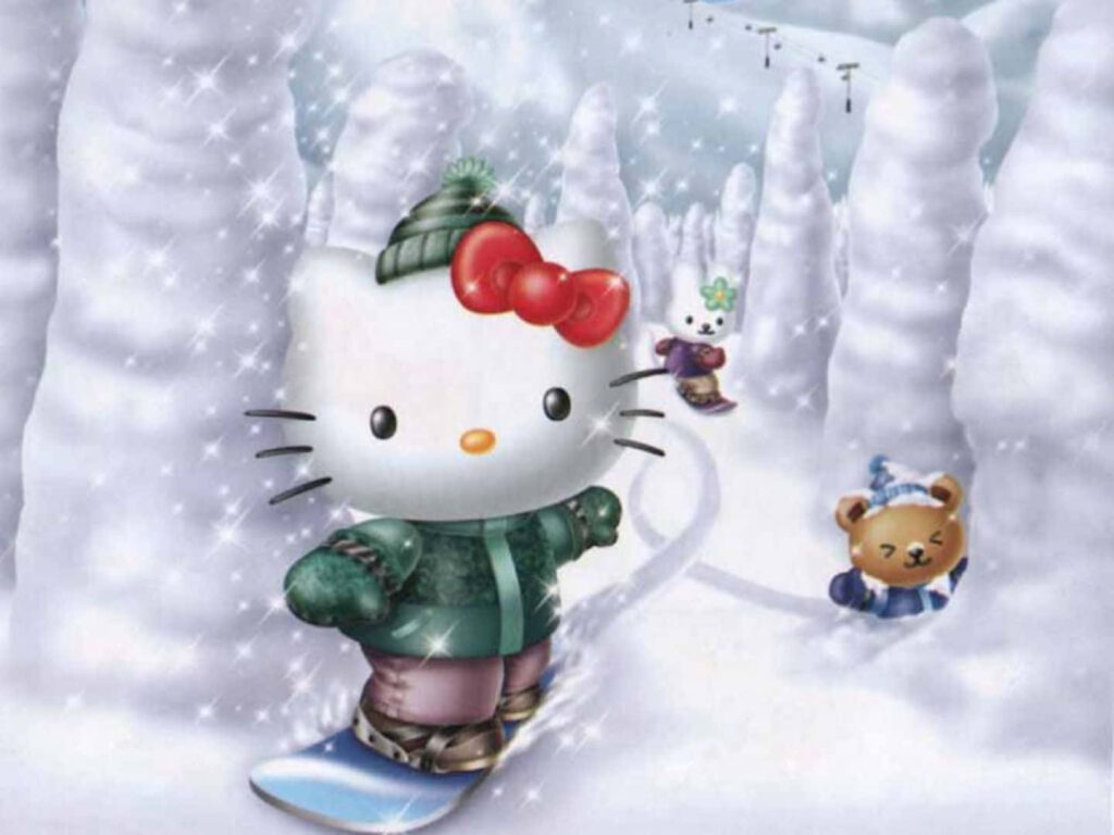 Hello Kitty & Friends in a Cozy Winter Wonderland Adventure Wallpaper