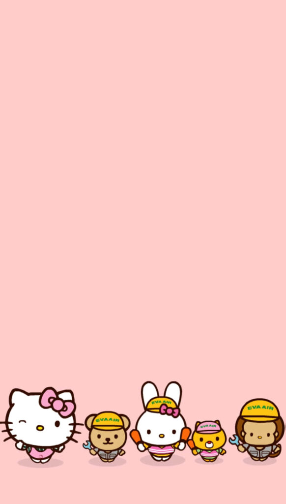 Hello Kitty & Friends: Cheerful Wallpaper on Soft Pink Background