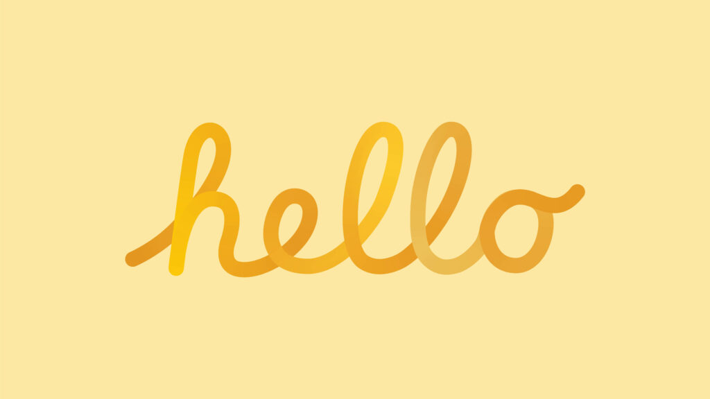 Scripted Greetings: A Yellow Aesthetic Laptop Wallpaper featuring 'Hello' in Delicate Script