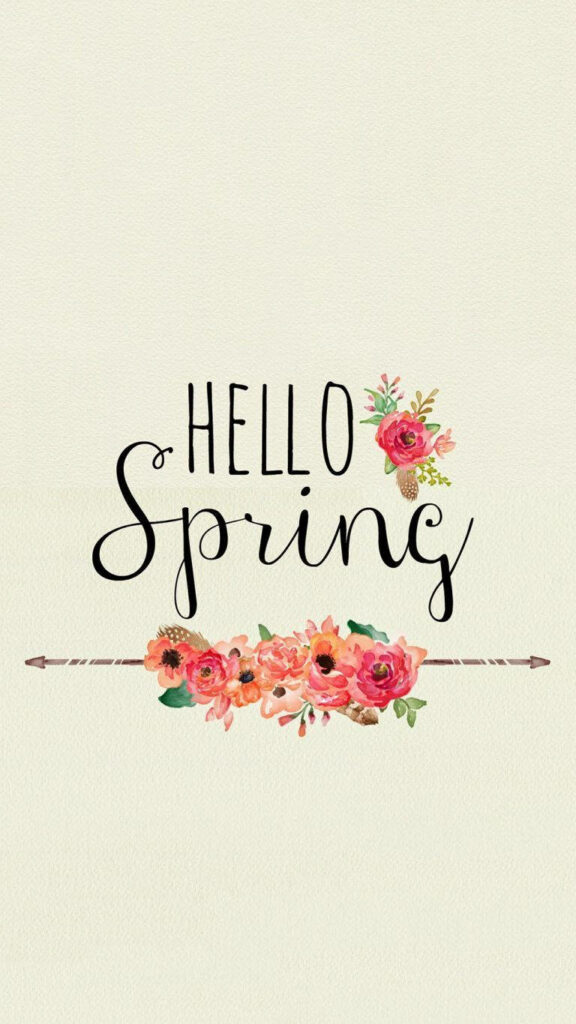 Hello Spring Minimalist Wallpaper with Floral Elegance
