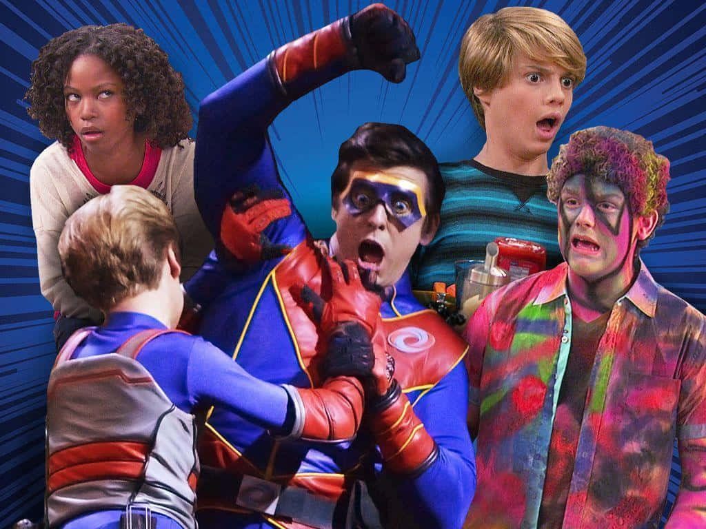 Henry Danger wallpaper with Captain Man Kid Danger Henry Hart Charlotte Jasper comic style background