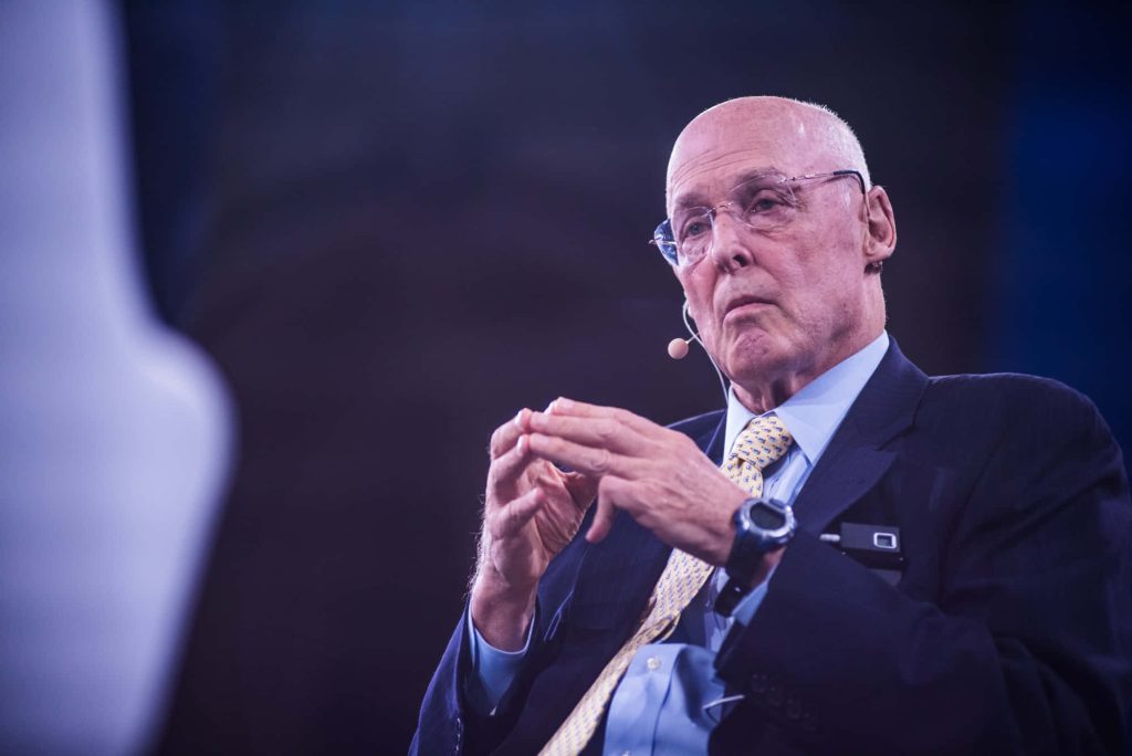 Portrait of Former US Treasury Secretary Henry M Paulson confident in suit and patterned tie Wallpaper