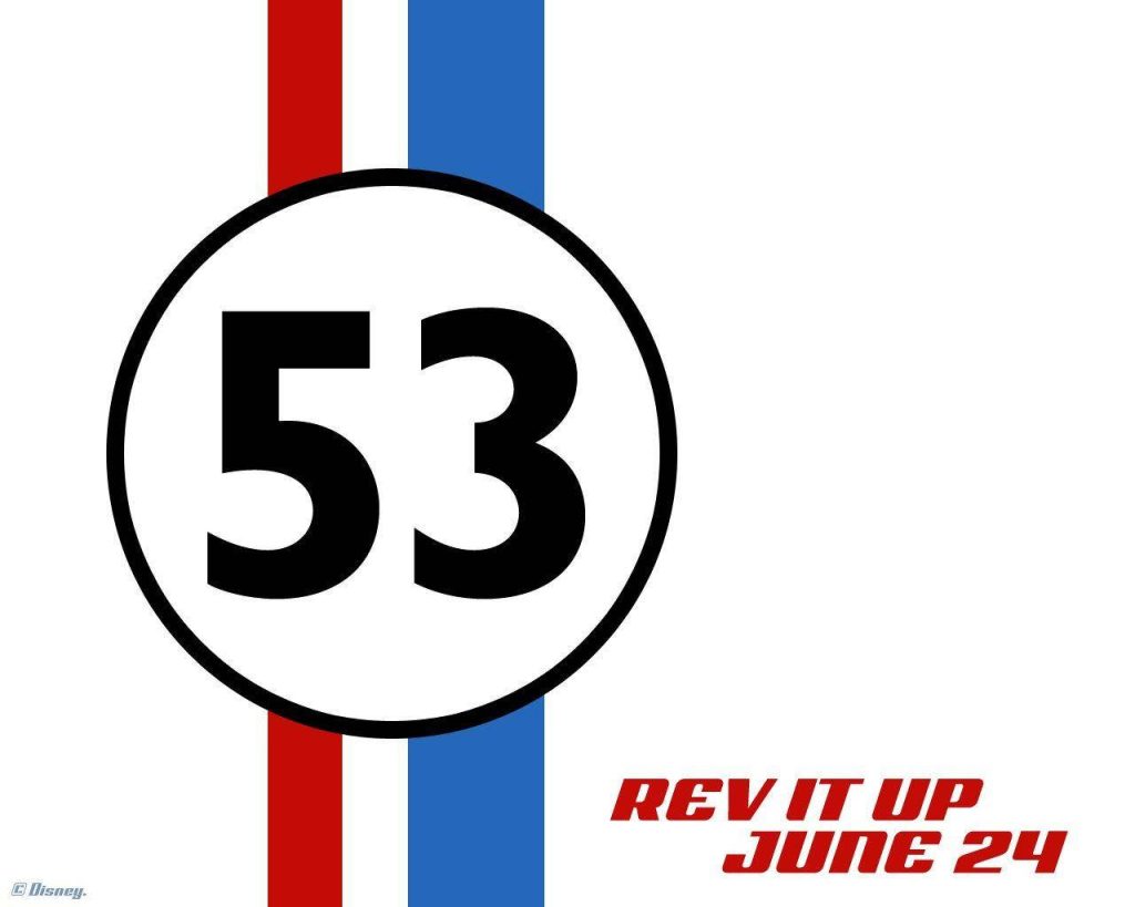 Herbie Fully Loaded wallpaper classic Volkswagen Beetle number 53 red blue racing stripes