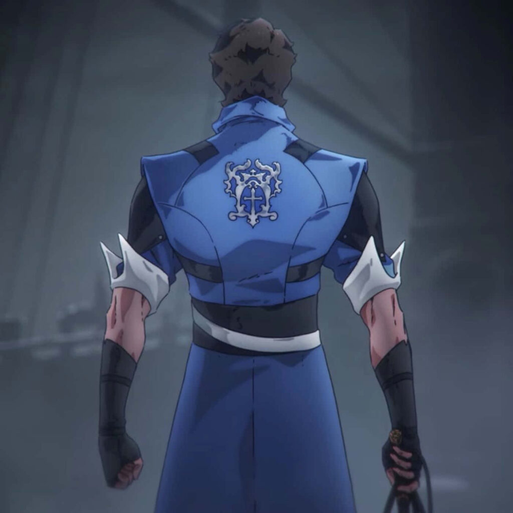 Hero in Blue Armor: Captivating Castlevania Wallpaper Background