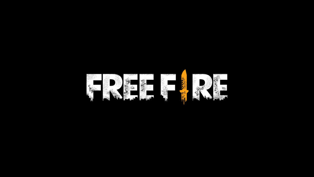 Minimalist Free Fire Logo Wallpaper: Black Background & Golden Knife