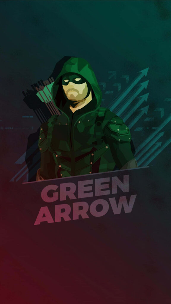 Bold Green Arrow iPhone Wallpaper: Iconic Archer in Hooded Suit