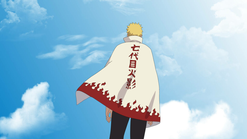 A Majestic Horizon: Naruto Uzumaki, The 7th Hokage, Embraced by a Clear Sky Wallpaper