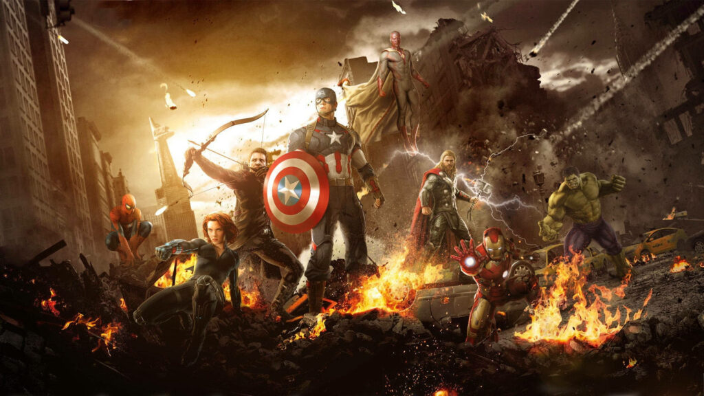 Heroes United in a Desolate Cityscape: Marvel Avengers Infinity War Wallpaper