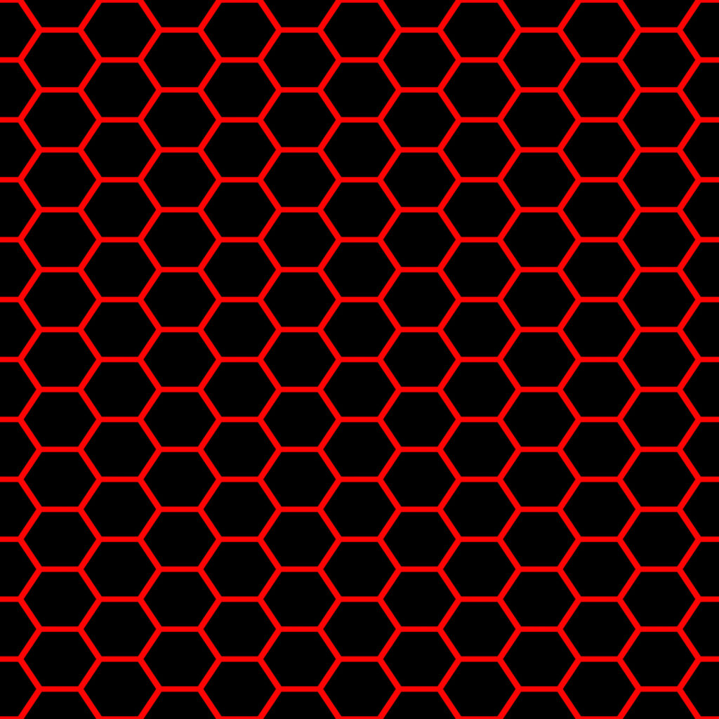 Hexagonal Harmony: The Mesmerizing Contrasts of Red and Black Wallpaper