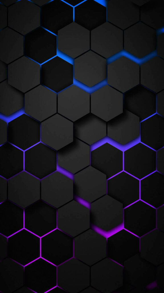 Gleaming Hexagon Patterns Illuminate the 3D iPhone Screen Wallpaper