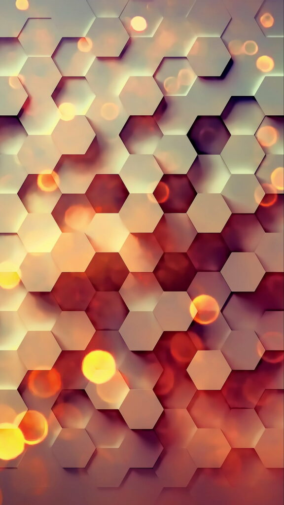 Geometric Illusions: Captivating 3D Hexagonal Android Background in HD Wallpaper