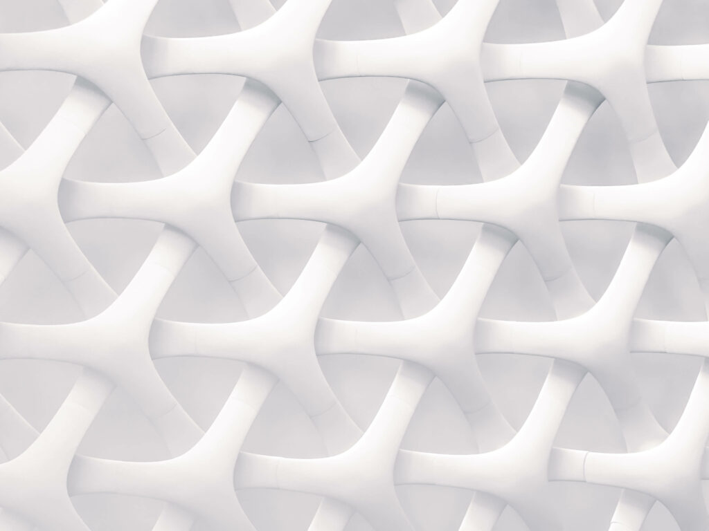 Hexagonal Mesh Patterns in White: Captivating 3D-Rendered Abstract Background Wallpaper