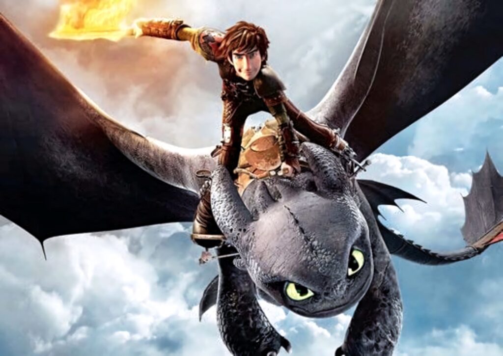 Stunning Hiccup & Toothless Wallpaper: Adventure in a Cloudy Sky