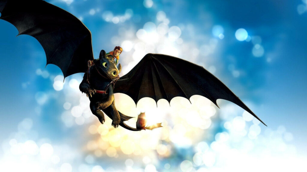 Hiccup & Toothless Soaring Wallpaper - Bright Sky Adventure