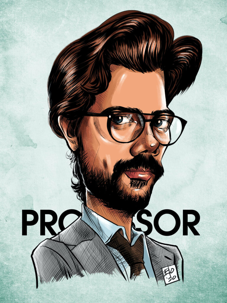 Momentous Artwork: Ingenious Big-Headed Professor Illustration Concealing a Secret Message Wallpaper