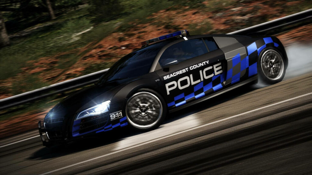 Sleek Black Audi Police Car Wallpaper - Need for Speed Action