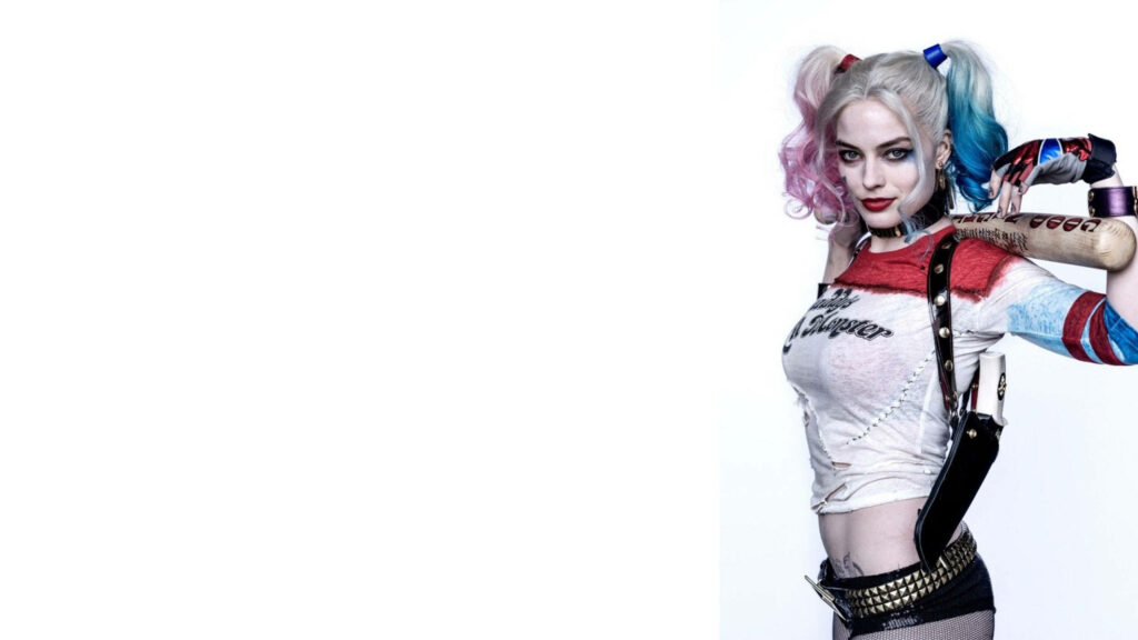 Harley Quinn HD Wallpaper: Iconic Look with Vibrant Hair & Bat