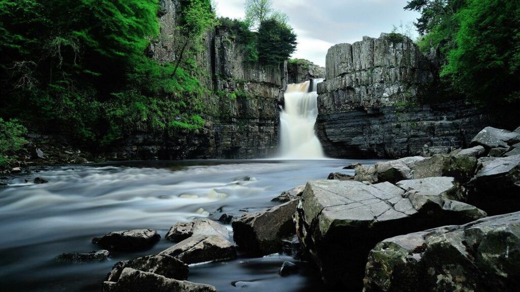 High Definition Wallpaper of England's Majestic High Force Waterfall