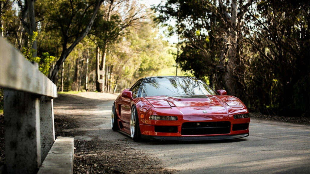 Revved up Elegance: Captivating HD Wallpaper of a Red Honda NSX JDM Dream Car