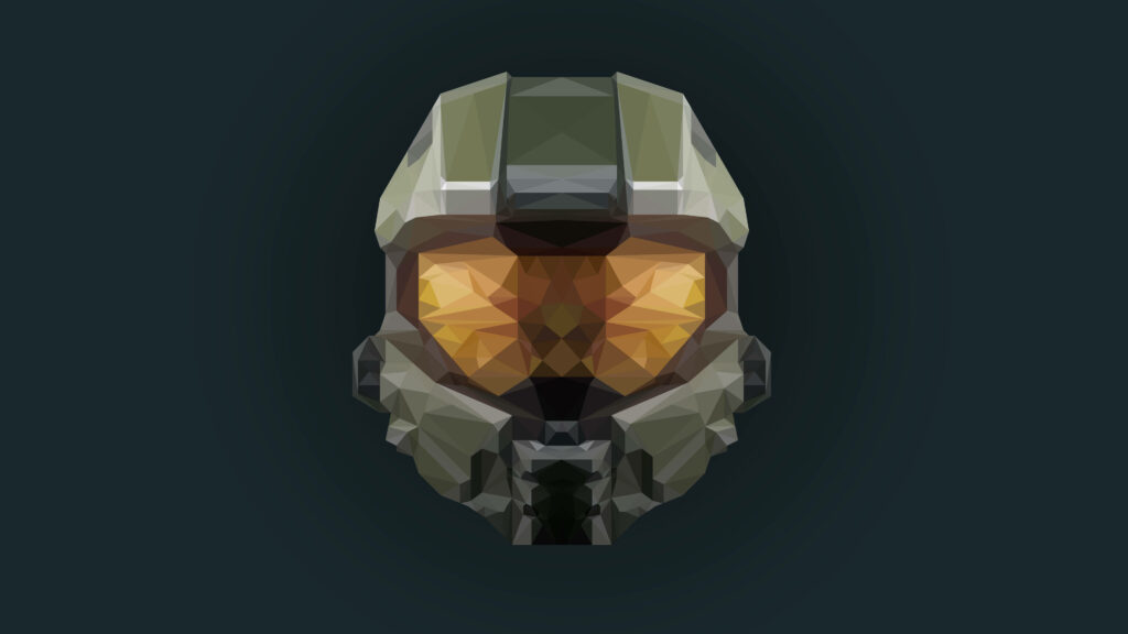 High-Definition Geometric Master Chief Helmet Wallpaper Background